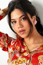 Beaded Heart Statement Earrings