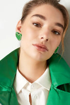 Beaded Heart Statement Earrings