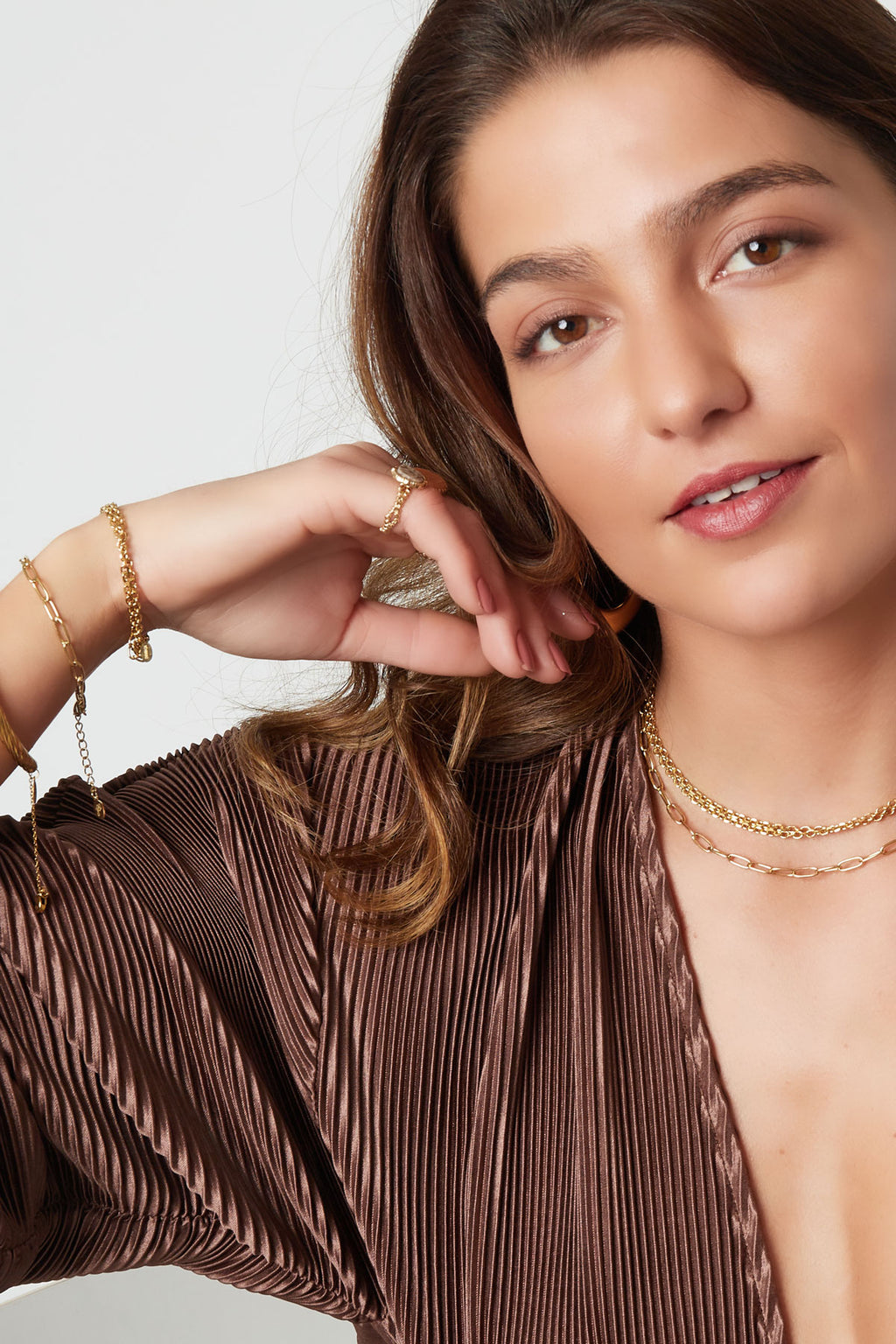 Schakelarmband basic Goud kleur Stainless Steel