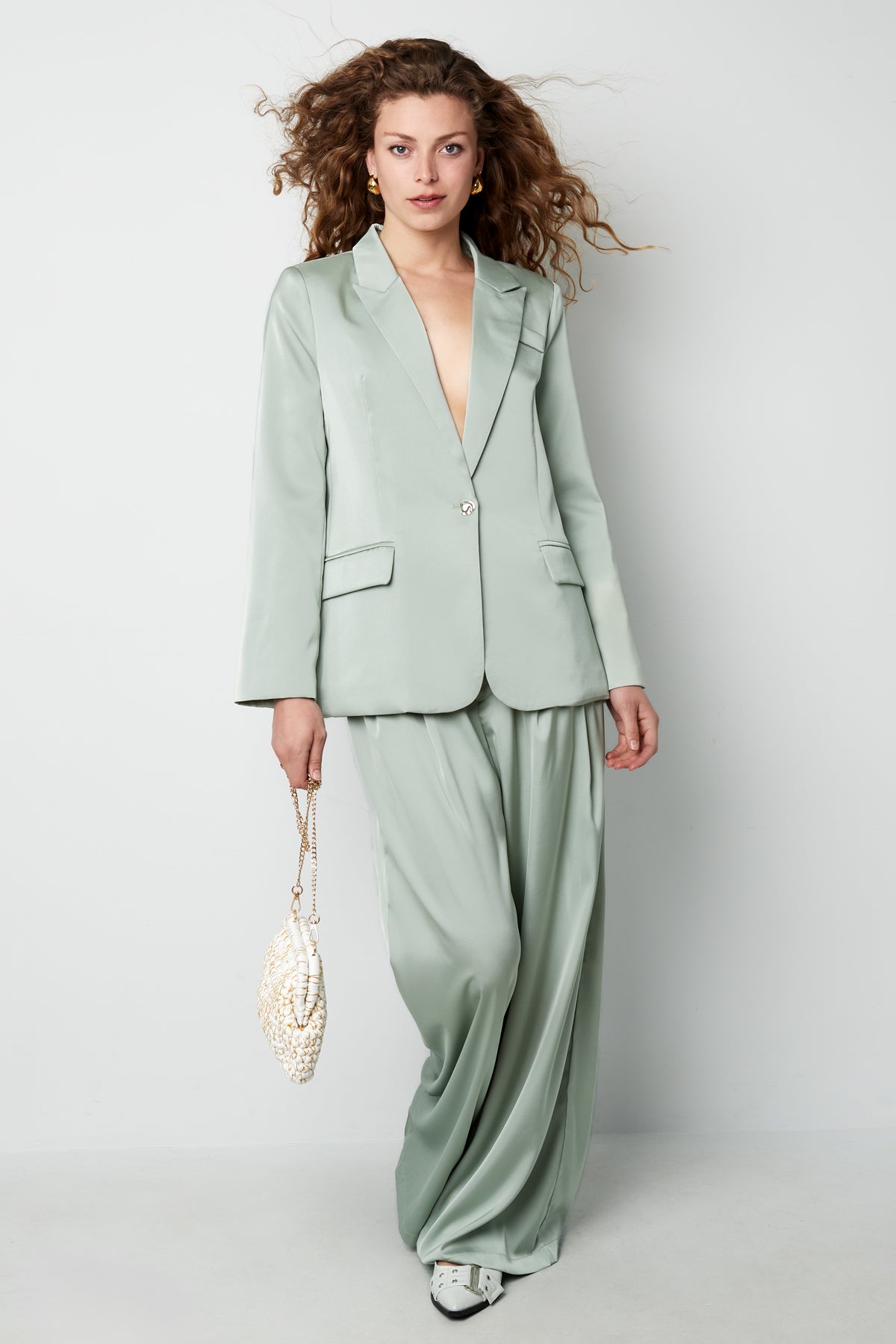 Geweven Polyestervezel Vrouwen Rechte Broeken Casual Effen Kleur