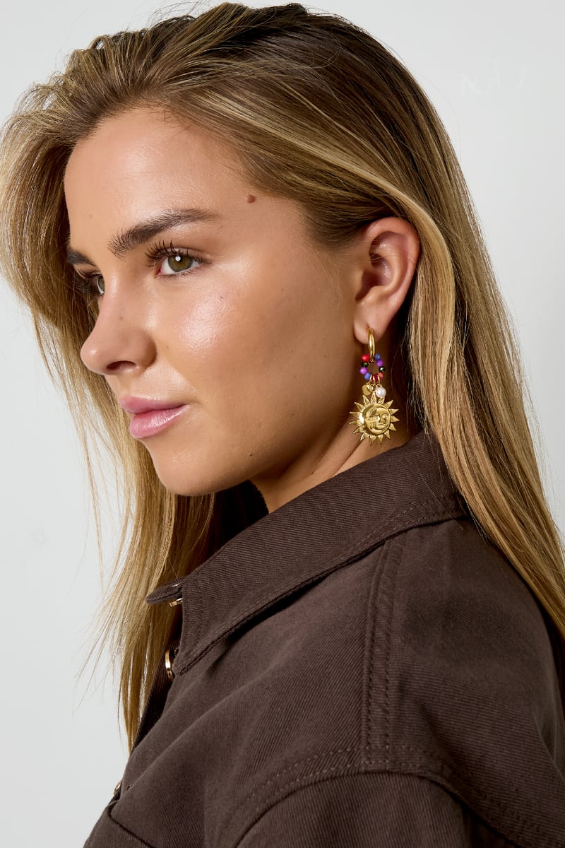 Oorbellen met hanger in de vorm van een zon, casual, dagelijks, eenvoudig, serie, damessieraden