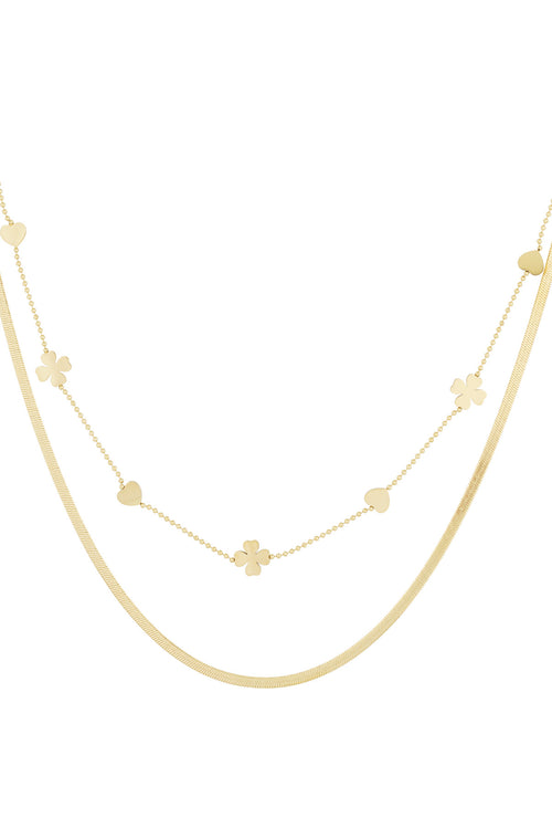 Dubbele ketting clover heart