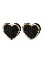 Beaded Heart Statement Earrings