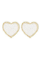 Beaded Heart Statement Earrings