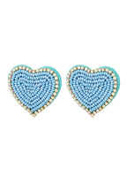 Beaded Heart Statement Earrings