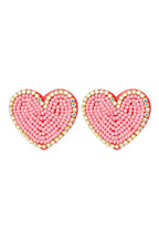 Beaded Heart Statement Earrings