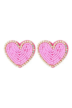 Beaded Heart Statement Earrings