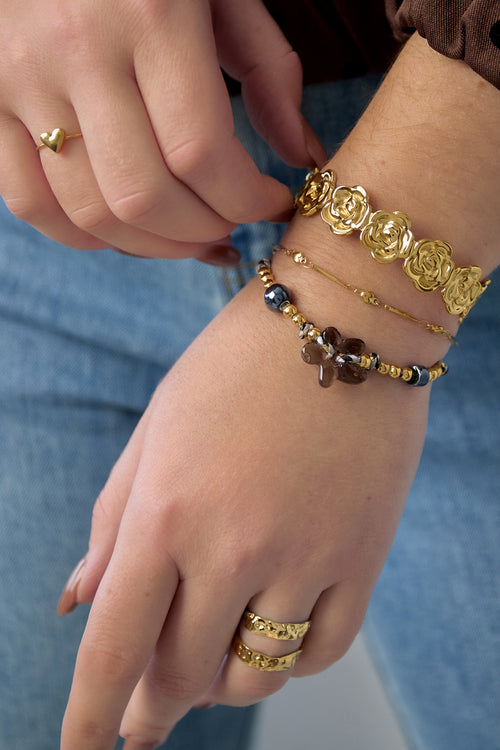 Roestvrijstalen manchetarmbanden Bloemen Casual Dagelijks Eenvoudig Serie Dames sieraden