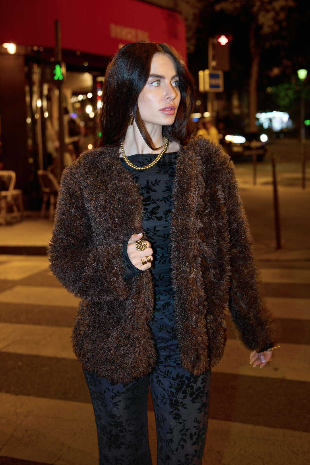 Vrouwen Herfst/Winter Geweven Polyestervezel Elegante Solide Kleur Jas