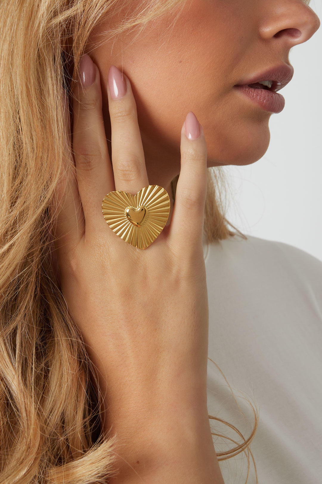 Roestvrijstalen statementringen Hart Casual Dagelijks Eenvoudig Serie Damessieraden