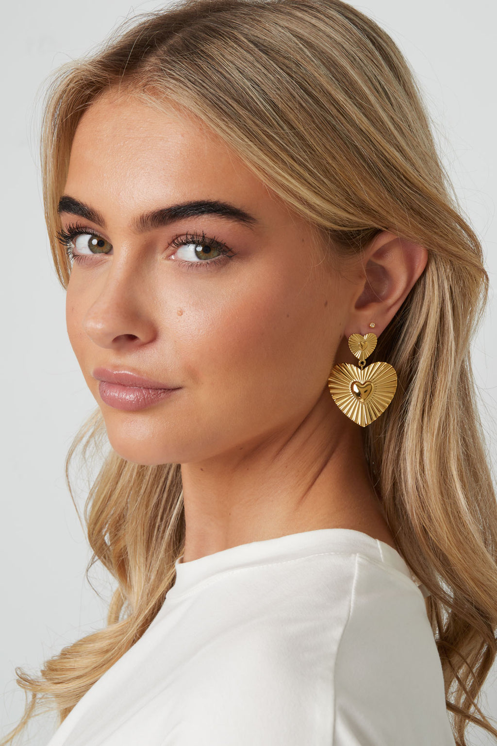 Oorbellen van roestvrij staal met hartjes, casual, dagelijks, eenvoudig, serie, damessieraden