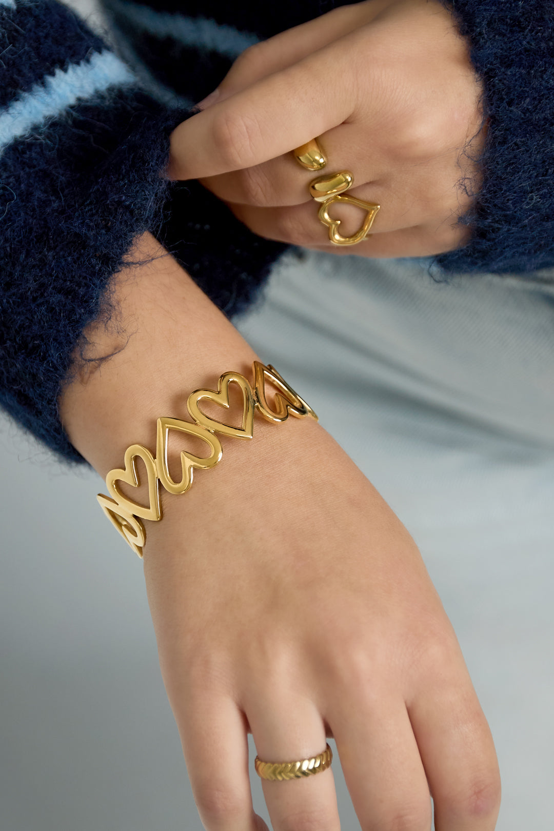 Roestvrijstalen manchetarmbanden Hart Casual Dagelijks Eenvoudig Serie Dames sieraden